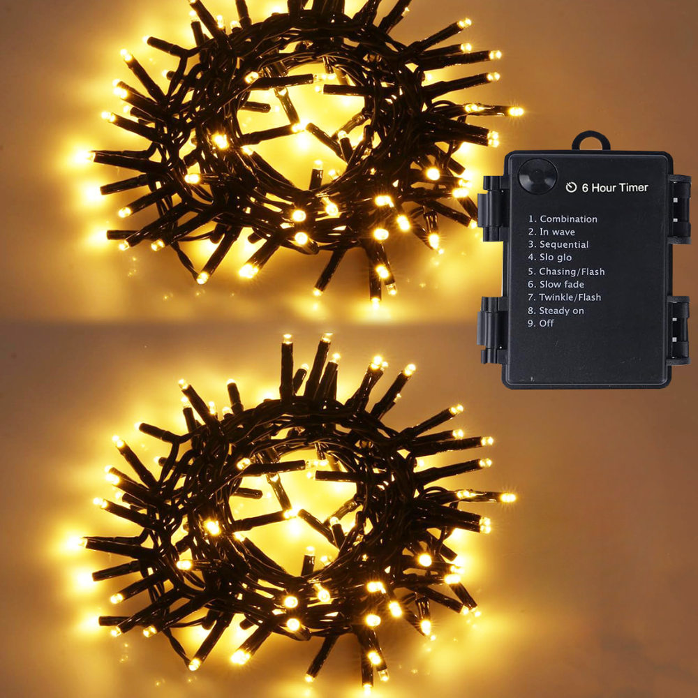 LED Fairy Lights Outdoor Warm White – Battery-Operated with 8 Light Modes