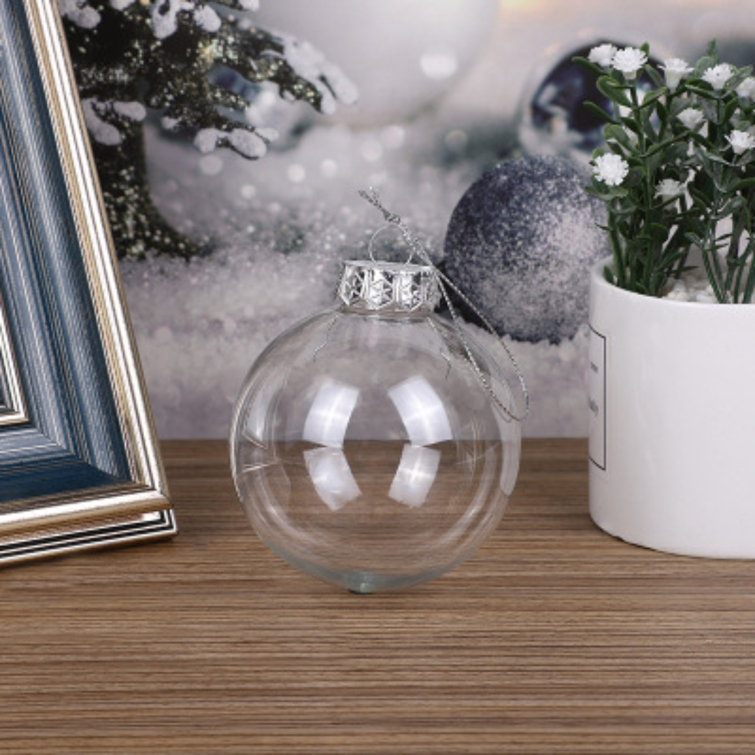Transparent Plastic Christmas Baubles – Set of Fillable Craft Ornaments