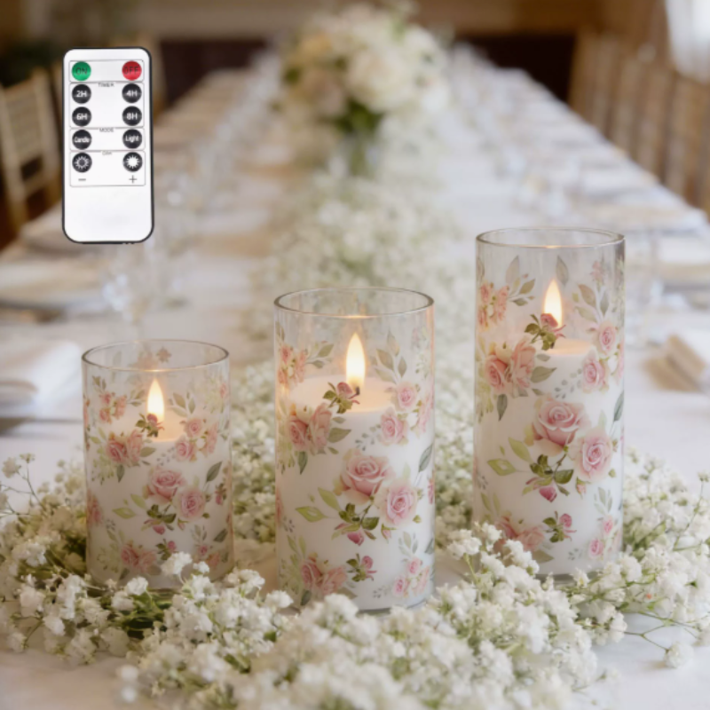 FloralCandle – LED candle set in floral design, with remote control