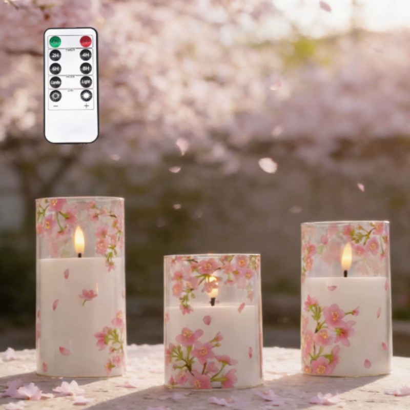 FloralCandle – LED candle set in floral design, with remote control