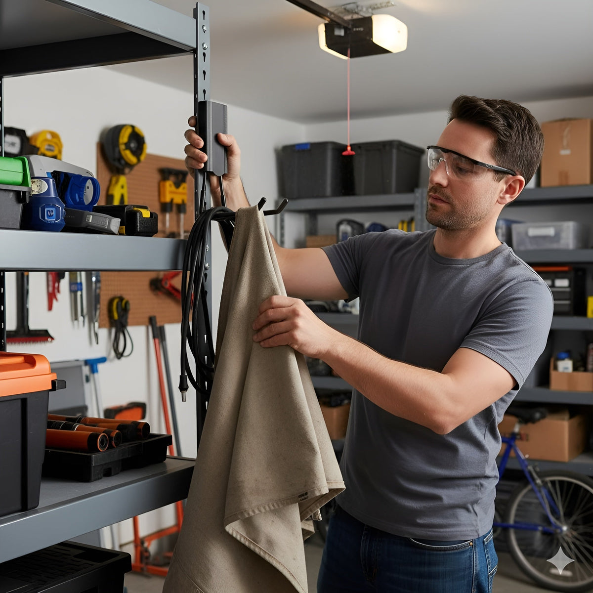 MagnetHook Magnethaken an Wand montiert mit aufgehaengtem Werkzeug