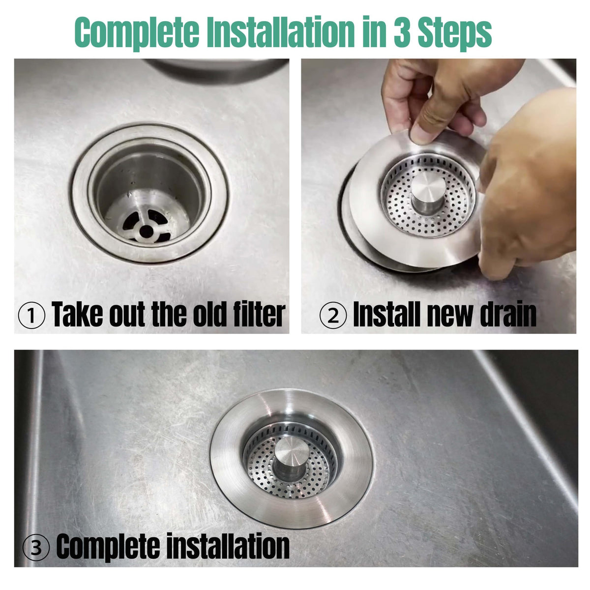 DrainStrainer Stainless Steel Kitchen Sink Strainer and Stopper