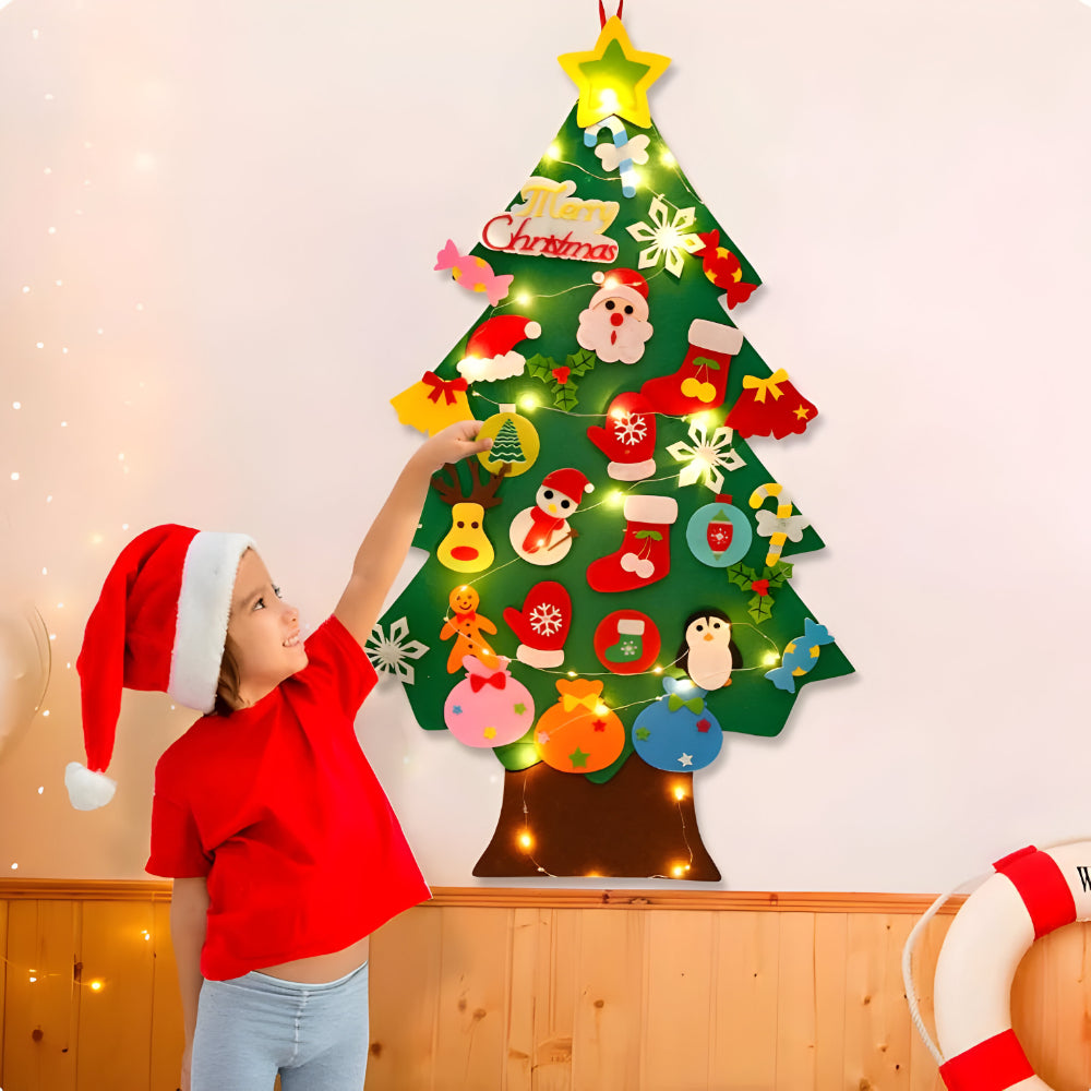 Felt Christmas Tree for Kids – DIY Decoration with Fairy Lights