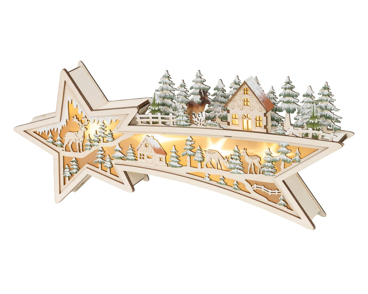 "Winter Landscape" LED Star, mixed wood – 43.5 cm