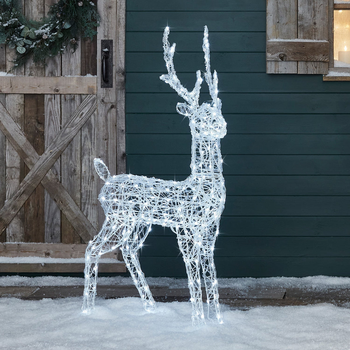 LED Acrylic Reindeer Figure – Christmas Decoration for Indoor and Outdoor Use
