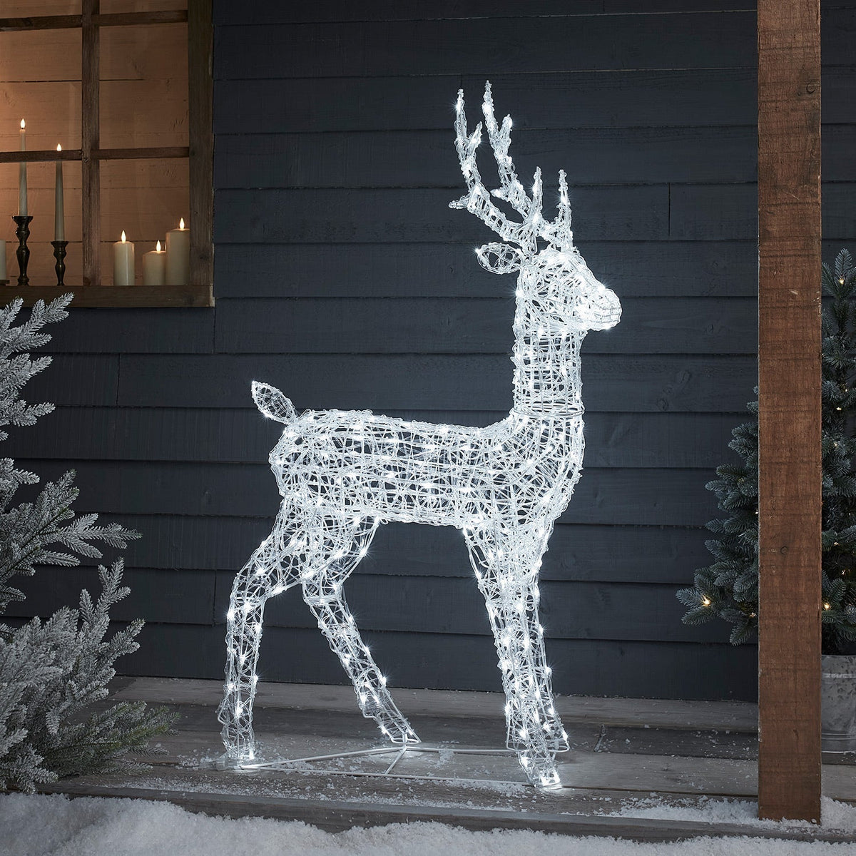 LED Acrylic Reindeer Figure – Christmas Decoration for Indoor and Outdoor Use