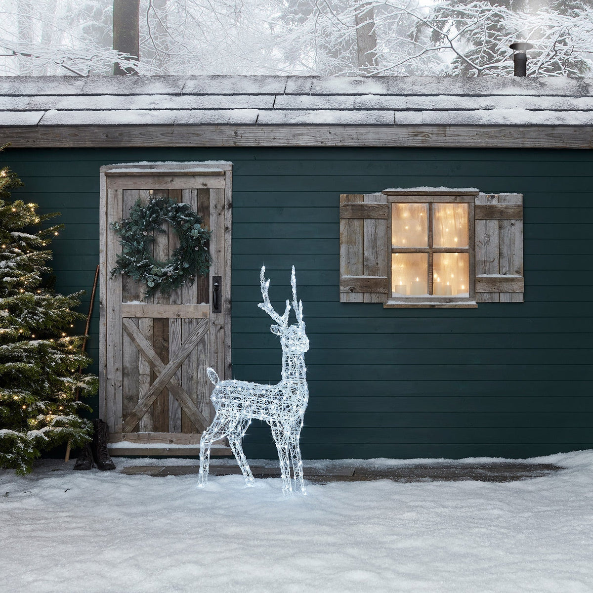 LED Acrylic Reindeer Figure – Christmas Decoration for Indoor and Outdoor Use