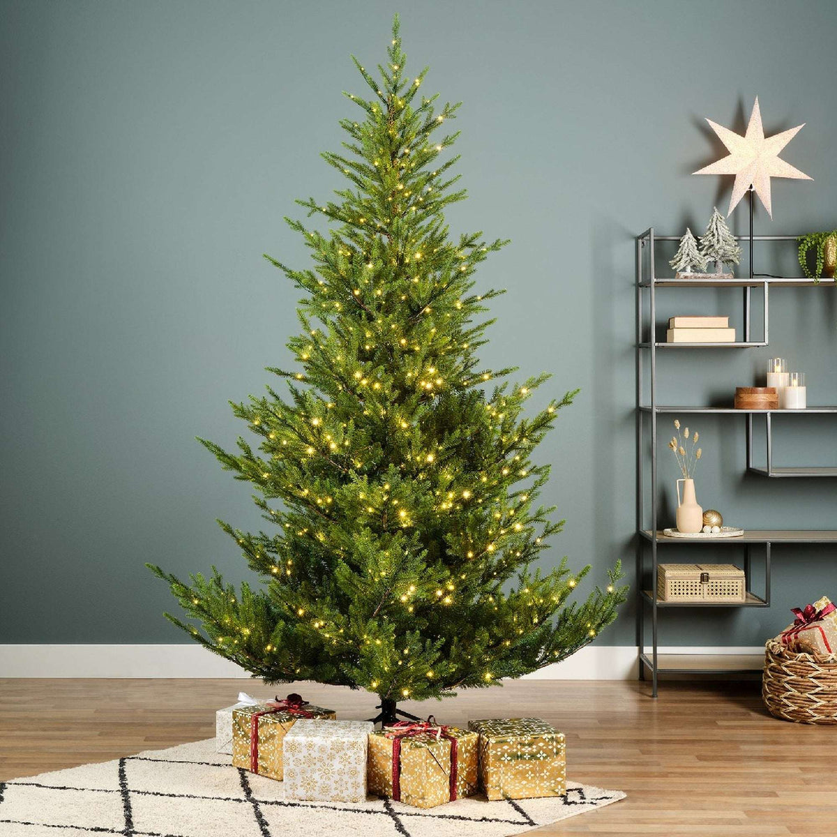 Premium Christmas Tree with LED Lights – Green or Snow-Covered
