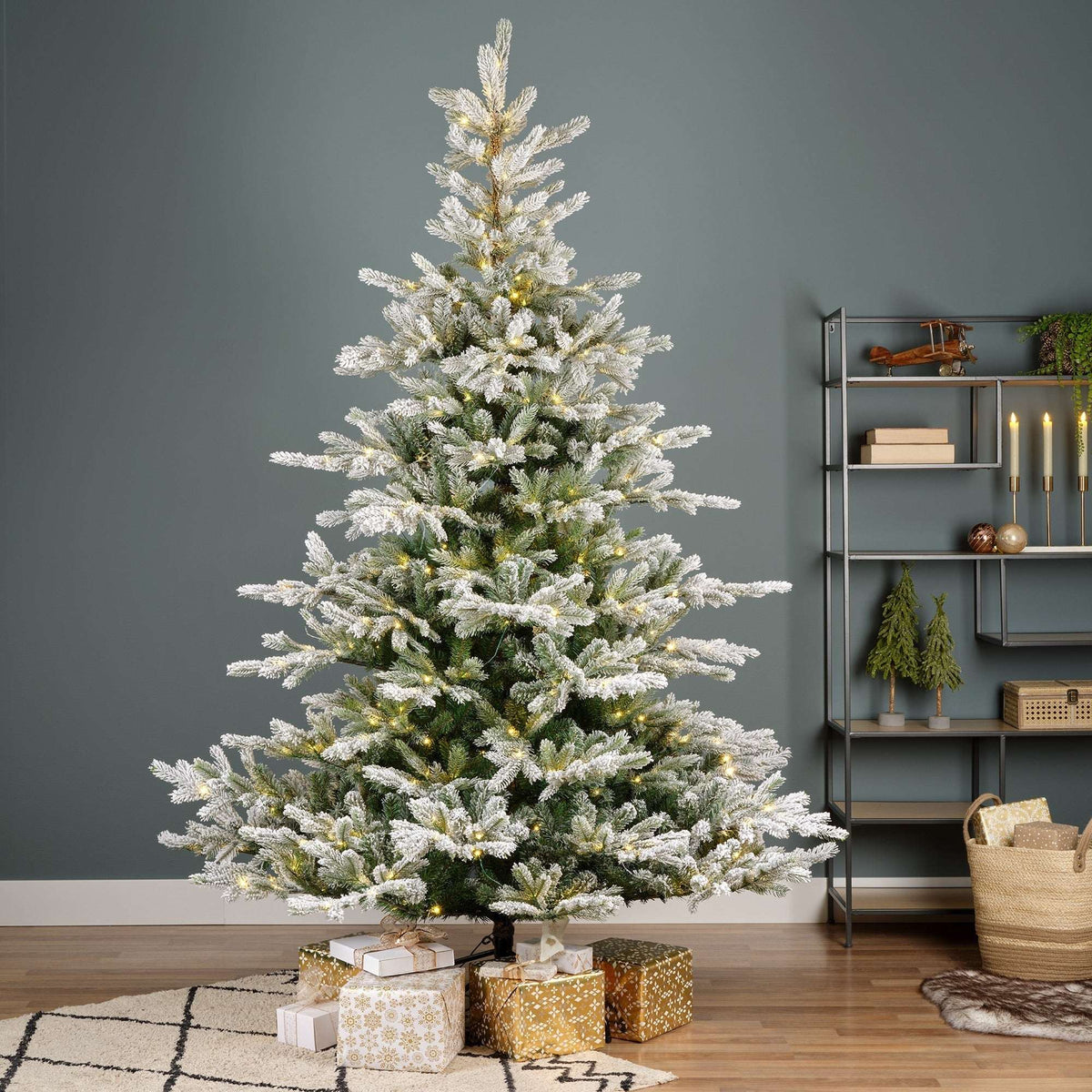 Premium Christmas Tree with LED Lights – Green or Snow-Covered