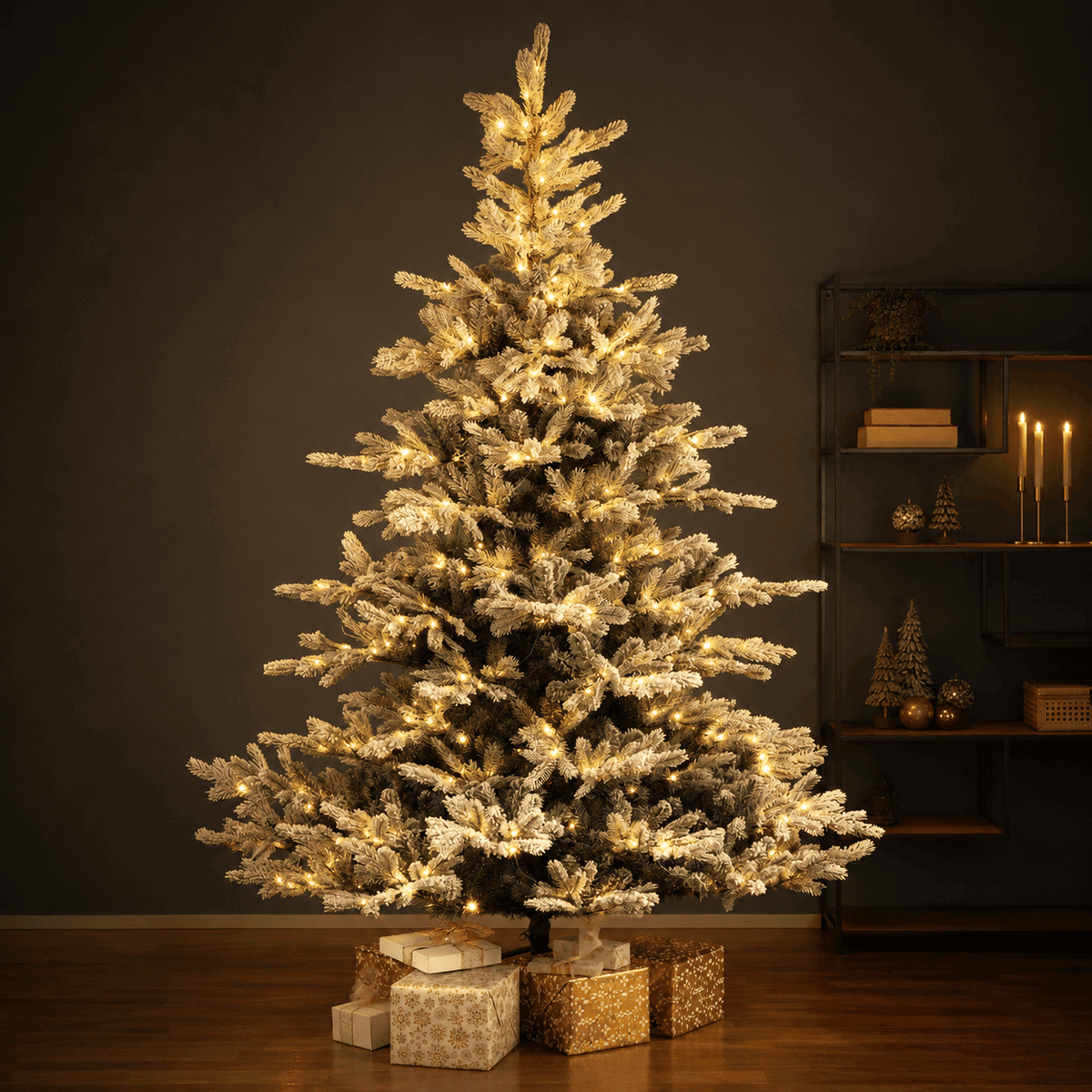 Premium Christmas Tree with LED Lights – Green or Snow-Covered