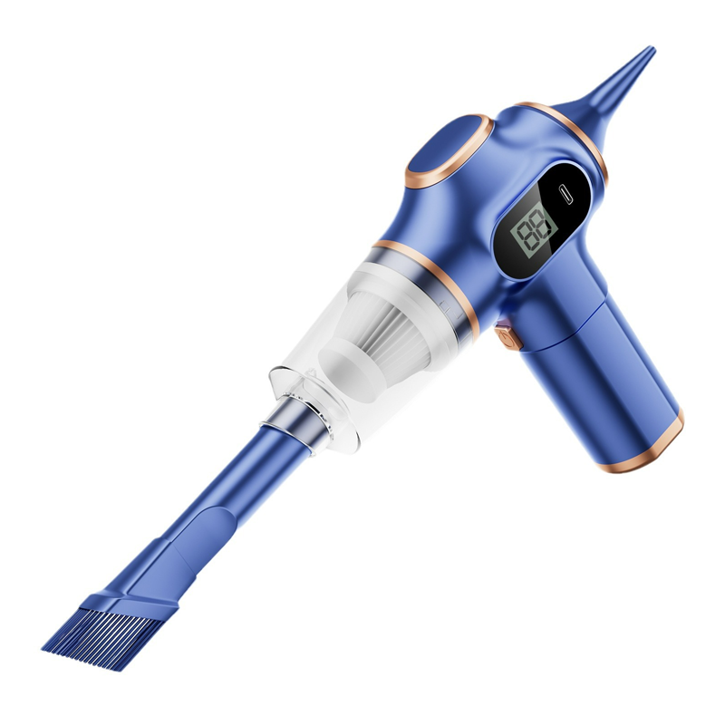 MiniVacuum Handstaubsauger in Blau freigestellt auf weißem Hintergrund