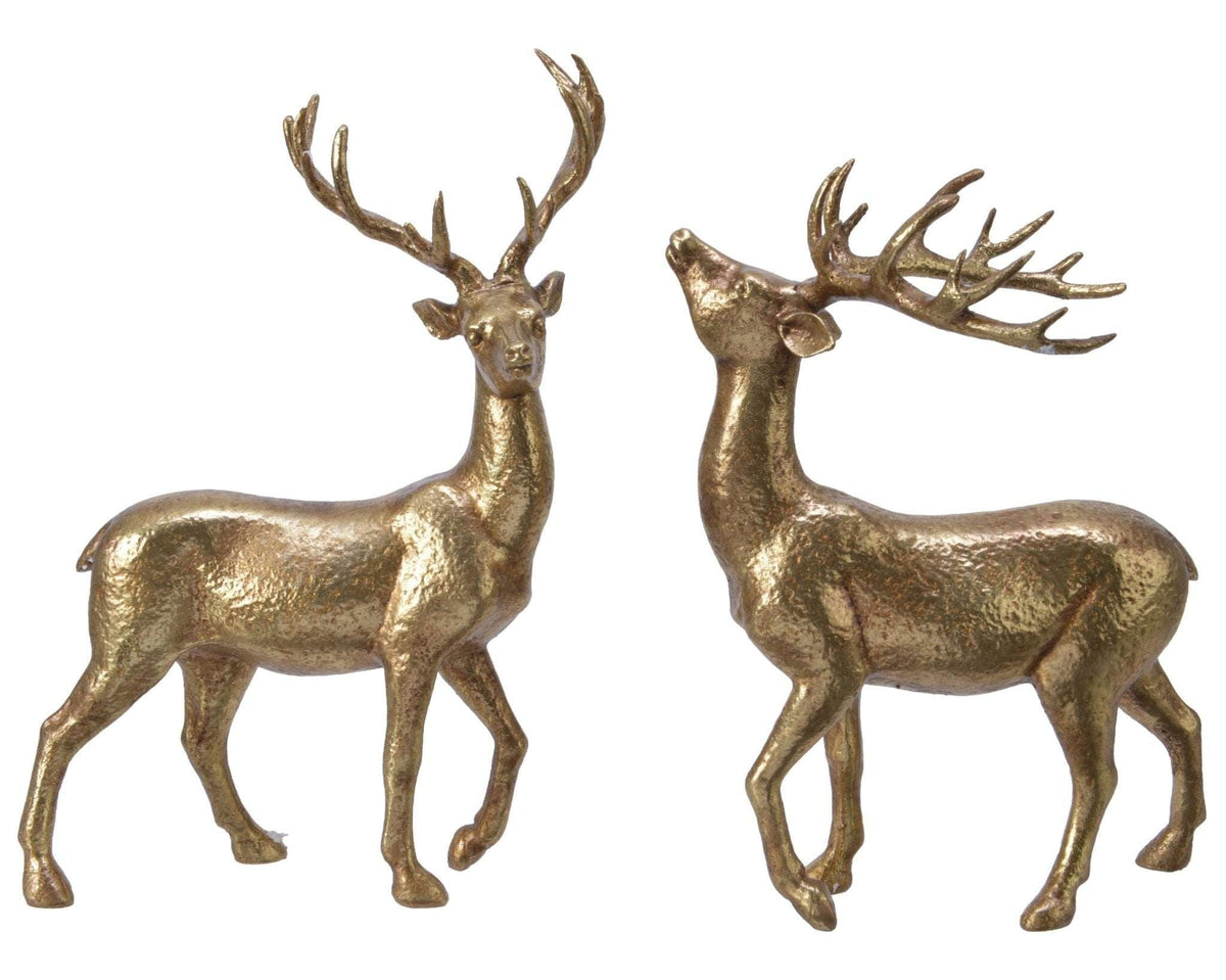 Christmas Deer Figurine Gold Set of 2