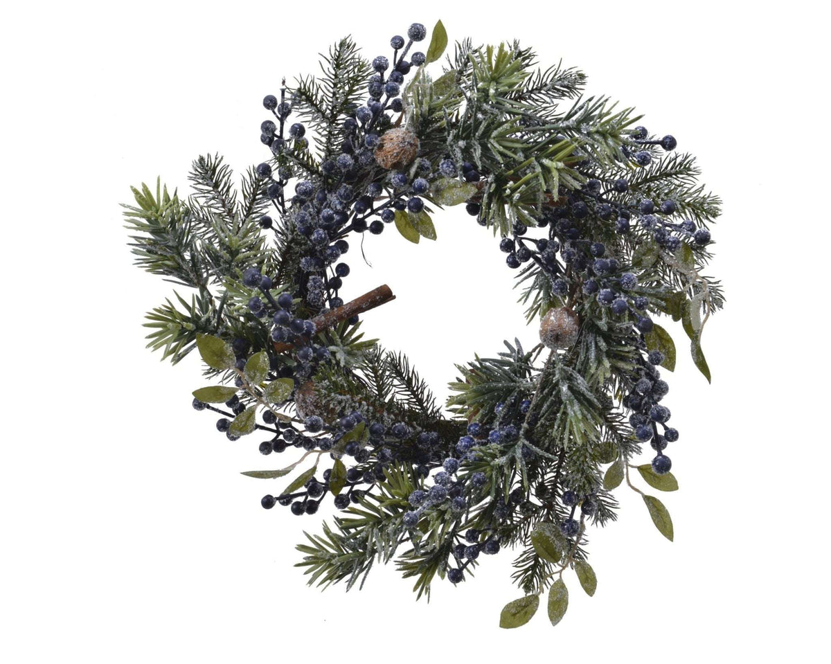Small wintry wreath with blue berries – 40 cm