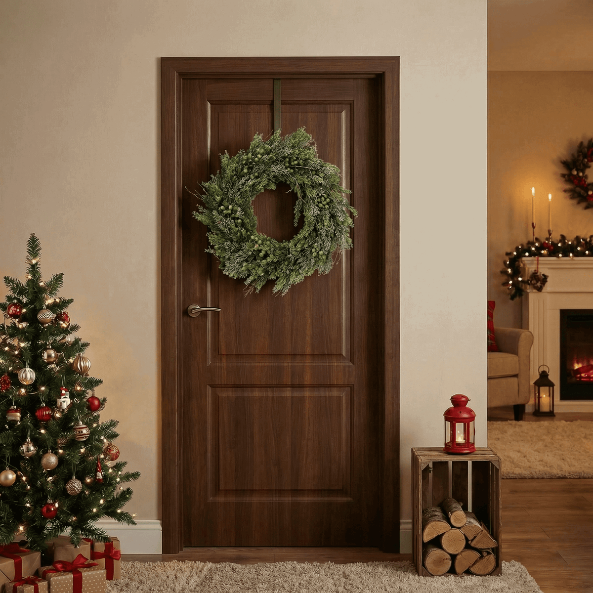 Large natural winter wreath – indoor 60 cm